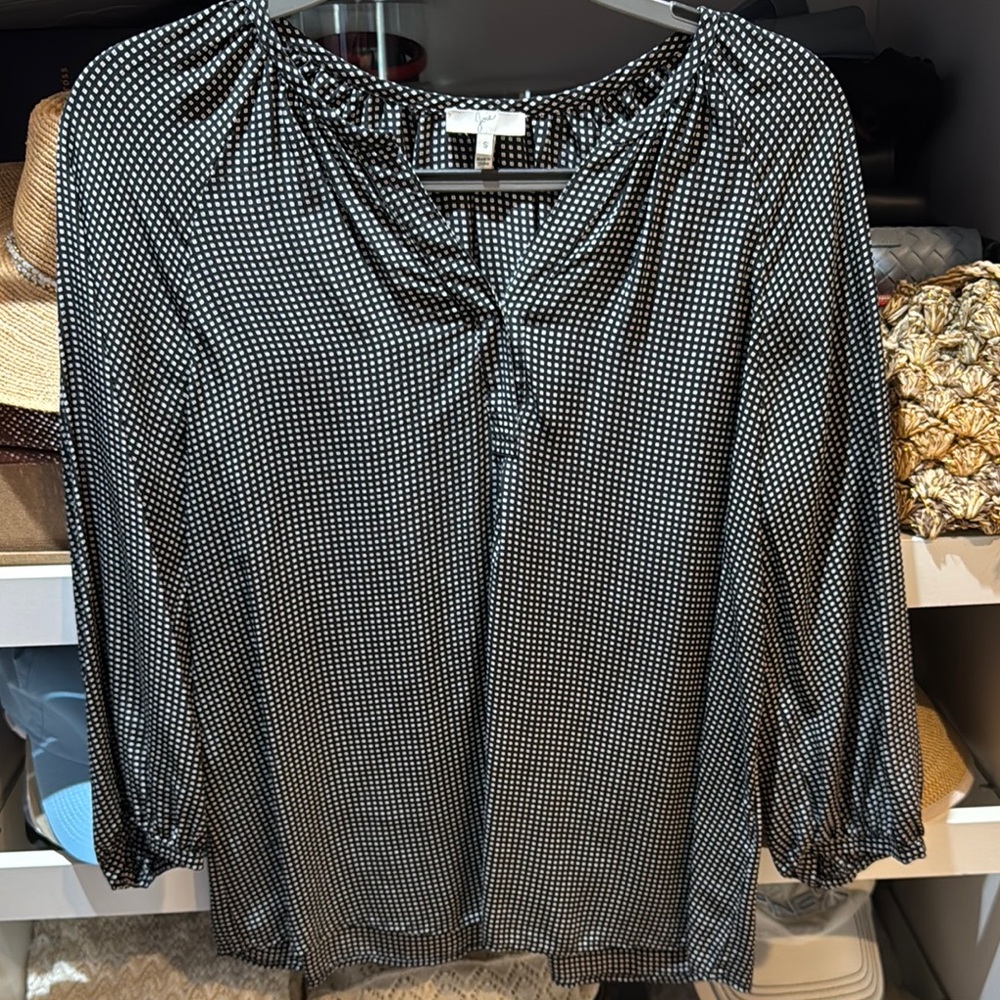 Joie Black and White Polka Dot Blouse